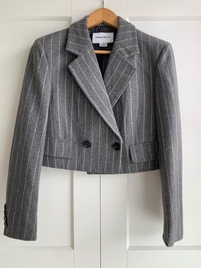 URBAN REVIVO Cropped Blazer Striped  Grey  women's US 6
